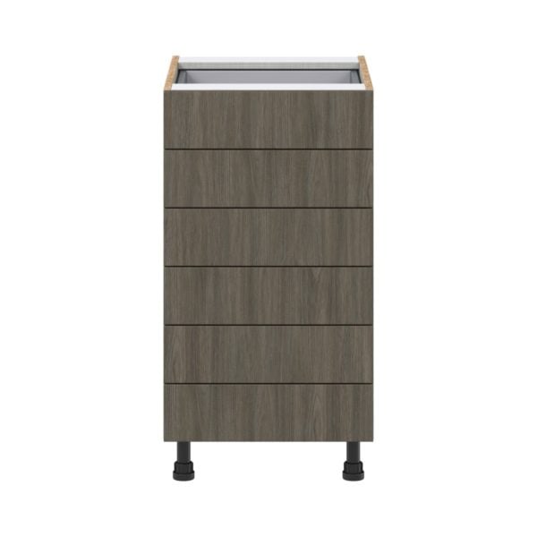 Cordyline Textured Slab Walnut Assembled Base Cabinet with 6 Drawers (18 in. W x 34.5 in. H x 24 in. D)