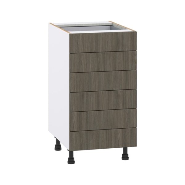 Cordyline Textured Slab Walnut Assembled Base Cabinet with 6 Drawers (18 in. W x 34.5 in. H x 24 in. D)