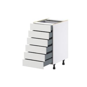 Magnolia Painted Bright White Recessed Assembled Base Cabinet with 6 Drawers (18 in. W x 34.5 in. H x 24 in. D)