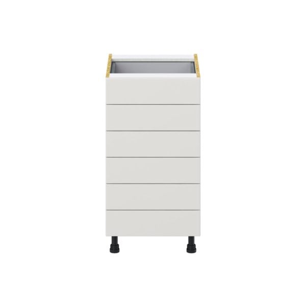 Wisteria Painted Light Gray Recessed Assembled Base Cabinet with 6 Drawers (18 in. W x 34.5 in. H x 24 in. D)