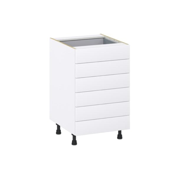 Jasmine Painted Warm White  Shaker Assembled Base Cabinet with 6 Drawers (21 in. W X 34.5 in. H X 24 in. D)