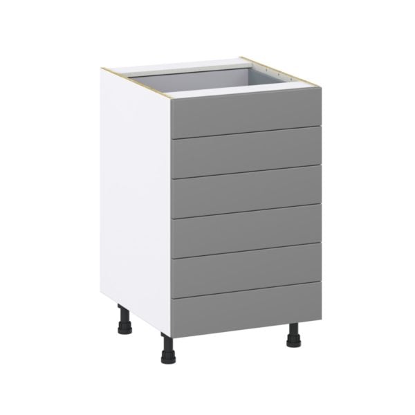 Willow Painted Slate Gray  Shaker Assembled Base Cabinet with 6 Drawers (21 in. W X 34.5 in. H X 24 in. D)