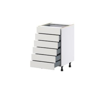 Wisteria Painted Light Gray Recessed Assembled Base Cabinet with 6 Drawers (21 in. W X 34.5 in. H X 24 in. D)