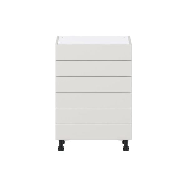 Wisteria Painted Light Gray Recessed Assembled Shallow Base Cabinet with 6 Drawers (24 in. W x 34.5 in. H x 14 in. D)