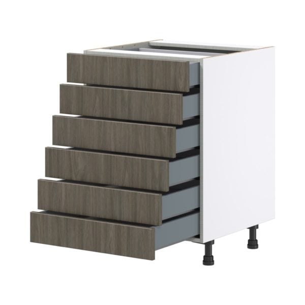 Cordyline Textured Slab Walnut Assembled Base Cabinet with 6 Drawers (24 in. W x 34.5 in. H x 24 in. D)