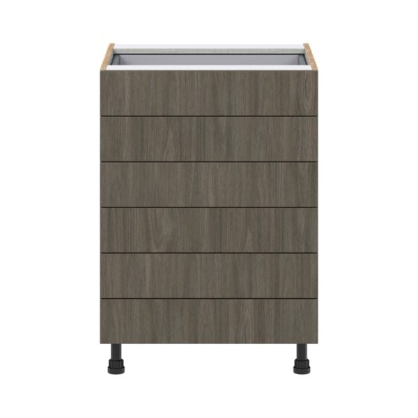 Cordyline Textured Slab Walnut Assembled Base Cabinet with 6 Drawers (24 in. W x 34.5 in. H x 24 in. D)