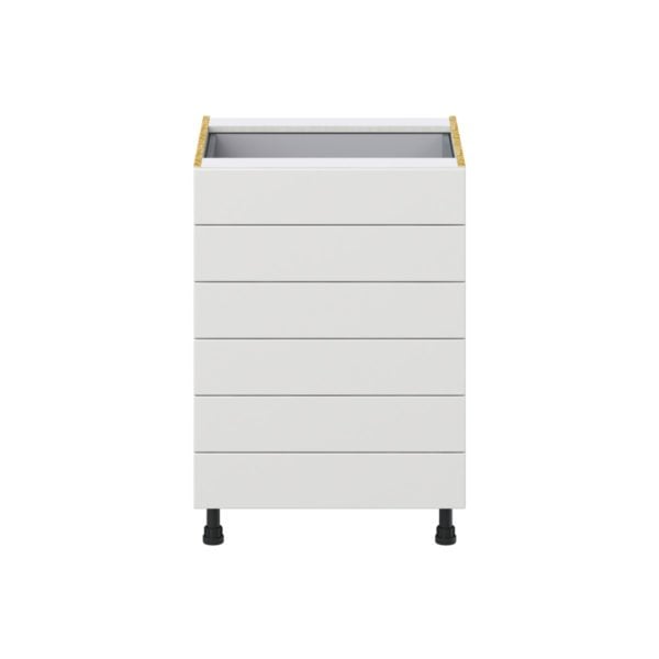 Magnolia Painted Bright White Recessed Assembled Base Cabinet with 6 Drawers (24 in. W x 34.5 in. H x 24 in. D)