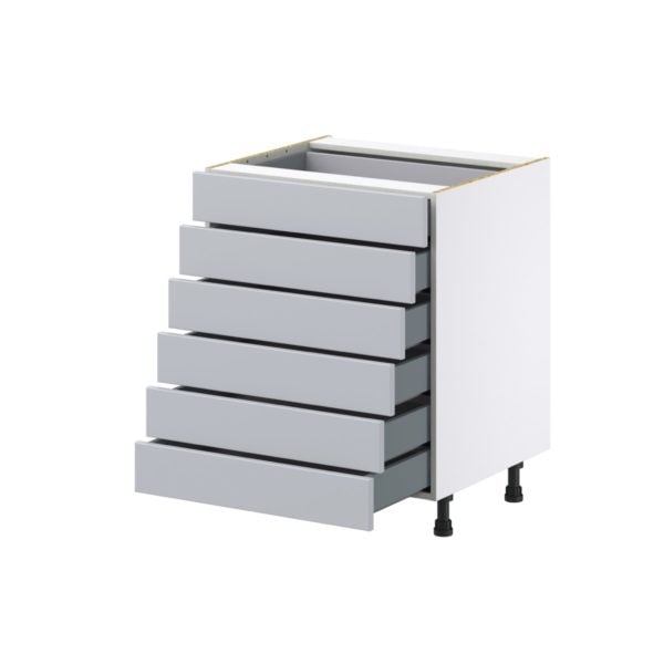 Sea Holly Light Gray  Shaker Assembled Base Cabinet with 6 Drawers (27 in. W X 34.5 in. H X 24 in. D)