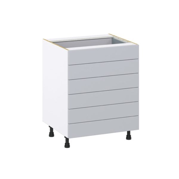 Sea Holly Light Gray  Shaker Assembled Base Cabinet with 6 Drawers (27 in. W X 34.5 in. H X 24 in. D)