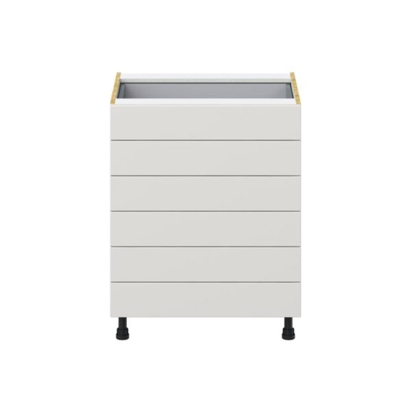 Wisteria Painted Light Gray Recessed Assembled Base Cabinet with 6 Drawers (27 in. W X 34.5 in. H X 24 in. D)