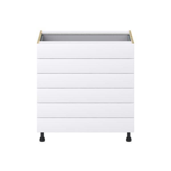 Jasmine Painted Warm White  Shaker Assembled Base Cabinet with 6 Drawers (33 in. W X 34.5 in. H X 24 in. D)