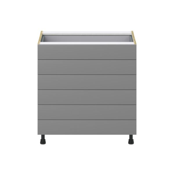 Willow Painted Slate Gray  Shaker Assembled Base Cabinet with 6 Drawers (33 in. W X 34.5 in. H X 24 in. D)