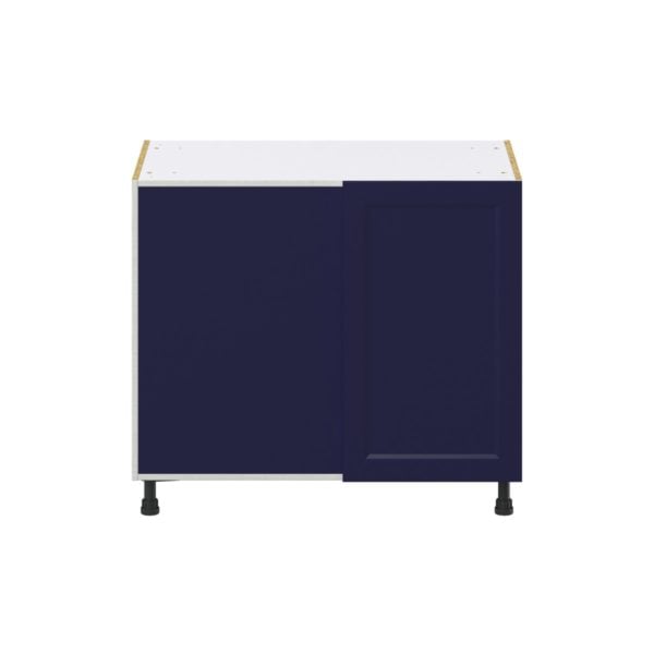 Camellia Painted Midnight Blue Recessed Assembled Blind Base Corner  Cabinet Left Open (39 in. W X 34.5 in. H X 24 in. D)