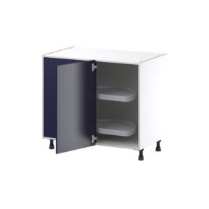 Camellia Painted Midnight Blue Recessed Assembled Blind Base Corner  Cabinet with Left Pull Out (39 in. W x 34.5 in. H x 24 in. D)