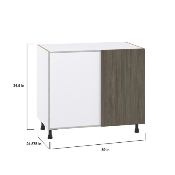 Cordyline Textured Slab Walnut Assembled Blind Base Corner  Cabinet with Left Pull Out (39 in. W x 34.5 in. H x 24 in. D)