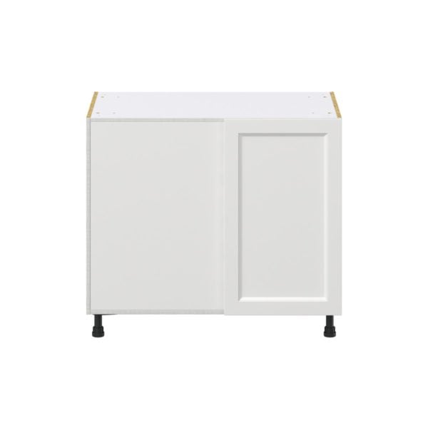 Magnolia Painted Bright White Recessed Assembled Blind Base Corner  Cabinet Left Open (39 in. W X 34.5 in. H X 24 in. D)