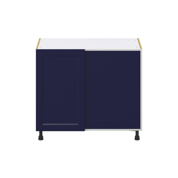 Camellia Painted Midnight Blue Recessed Assembled Blind Base Corner  Cabinet Right Open (39 in. W x 34.5 in. H x 24 in. D)