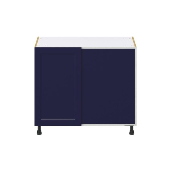 Camellia Painted Midnight Blue Recessed Assembled Blind Base Corner  Cabinet with Right Pull Out (39 in. W x 34.5 in. H x 24 in. D)