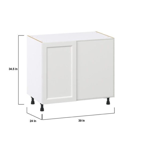 Magnolia Painted Bright White Recessed Assembled Blind Base Corner  Cabinet with Right Pull Out (39 in. W x 34.5 in. H x 24 in. D)