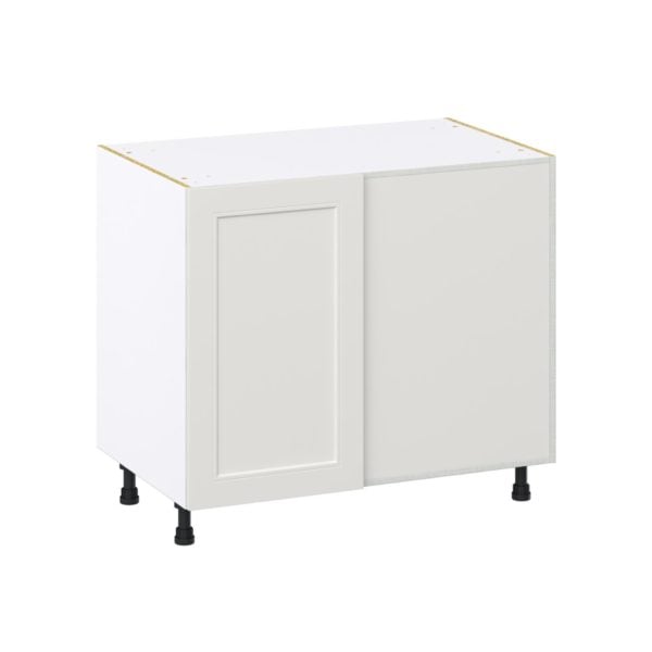 Wisteria Painted Light Gray Recessed Assembled Blind Base Corner  Cabinet with Right Pull Out (39 in. W x 34.5 in. H x 24 in. D)