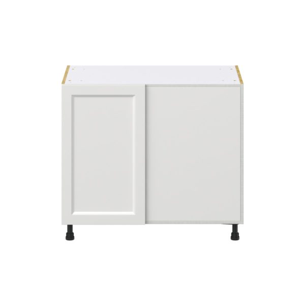 Magnolia Painted Bright White Recessed Assembled Blind Base Corner  Cabinet Right Open (39 in. W x 34.5 in. H x 24 in. D)