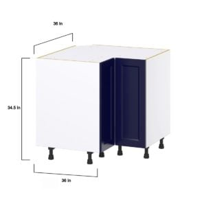 Camellia Painted Midnight Blue Recessed Assembled Base Corner  Cabinet (36 in. W x 34.5 in. H x 24 in. D)