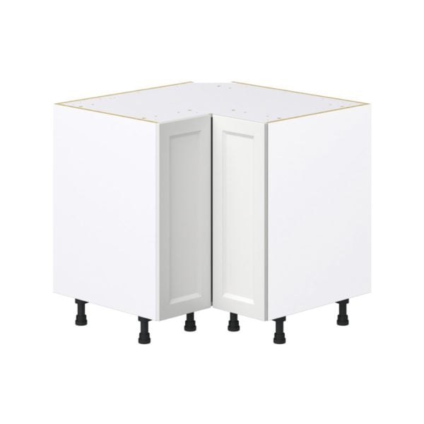 Magnolia Painted Bright White Recessed Assembled Lazy Susan Corner Base Cabinet (36 in. W x 34.5 in. H x 24 in. D)