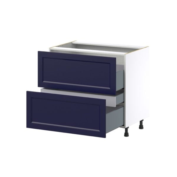 Camellia Painted Midnight Blue Recessed Assembled  Cooktop Base Cabinet with 2 Drawers and a Inner Drawer (36 in. W x 34.5 in. H x 24 in. D)