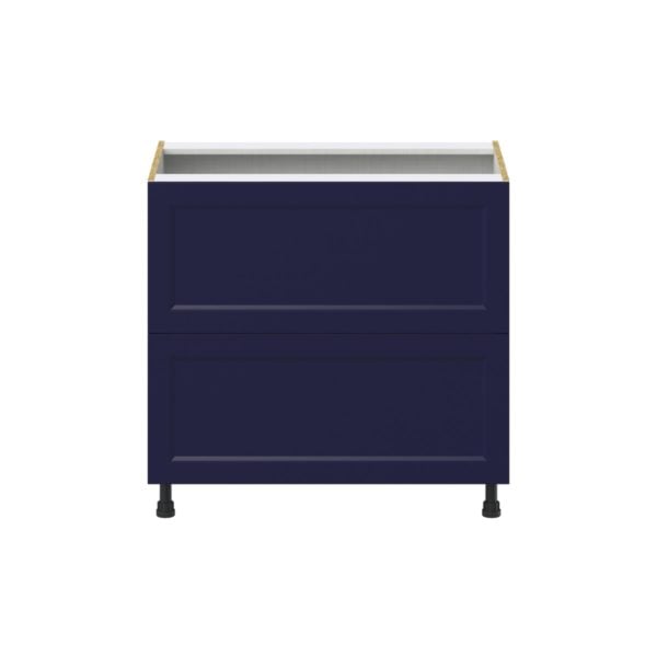 Camellia Painted Midnight Blue Recessed Assembled  Cooktop Base Cabinet with 2 Drawers and a Inner Drawer (36 in. W x 34.5 in. H x 24 in. D)