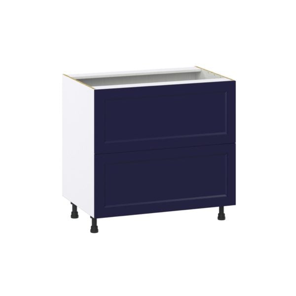 Camellia Painted Midnight Blue Recessed Assembled  Cooktop Base Cabinet with 2 Drawers and a Inner Drawer (36 in. W x 34.5 in. H x 24 in. D)