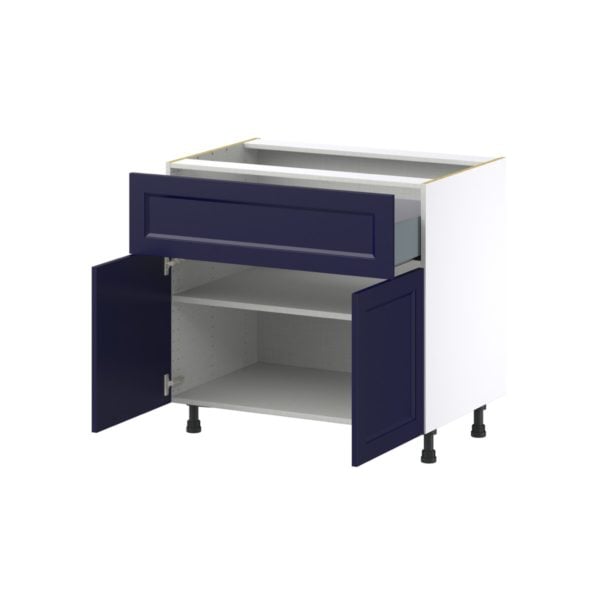 Camellia Painted Midnight Blue Recessed Assembled Cooktop Base Cabinet with 2 Doors and a 10 in. Drawer (36 in. W x 34.5 in. H x 24 in. D)