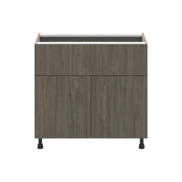 Cordyline Textured Slab Walnut Assembled Cooktop Base Cabinet with 2 Doors and a 10 in. Drawer (36 in. W x 34.5 in. H x 24 in. D)