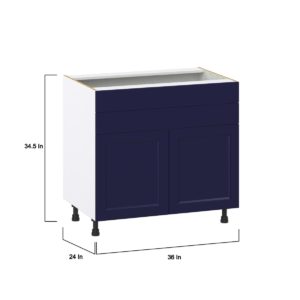 Camellia Painted Midnight Blue Recessed Assembled Cooktop Base Cabinet with 2 Doors and Two 5 in. Drawers (36 in. W x 34.5 in. H x 24 in. D)