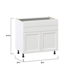 Magnolia Painted Bright White Recessed Assembled Cooktop Base Cabinet with 2 Doors and Two 5 in. Drawers (36 in. W x 34.5 in. H x 24 in. D)