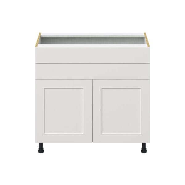 Wisteria Painted Light Gray Recessed Assembled Cooktop Base Cabinet with 2 Doors and Two 5 in. Drawers (36 in. W x 34.5 in. H x 24 in. D)