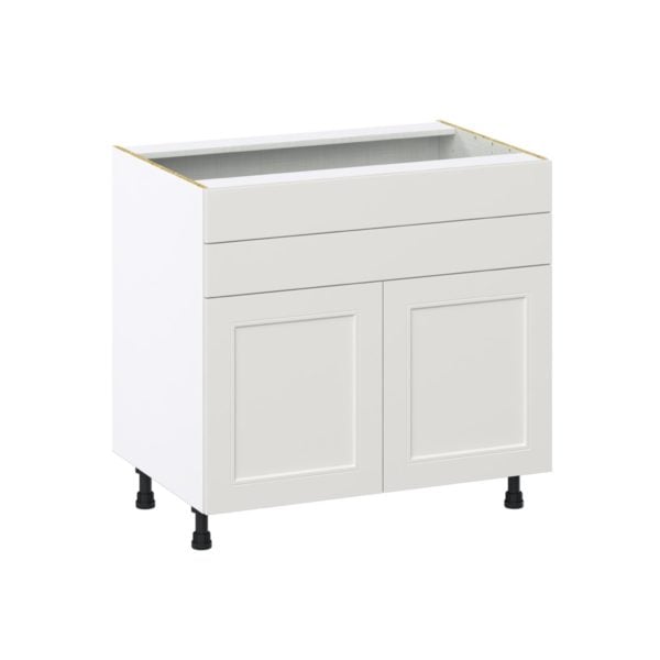 Wisteria Painted Light Gray Recessed Assembled Cooktop Base Cabinet with 2 Doors and Two 5 in. Drawers (36 in. W x 34.5 in. H x 24 in. D)