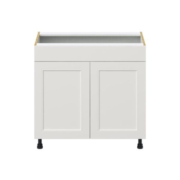 Wisteria Painted Light Gray Recessed Assembled Cooktop Base Cabinet with 2 Doors and False Front (36 in. W x 34.5 in. H x 24 in. D)