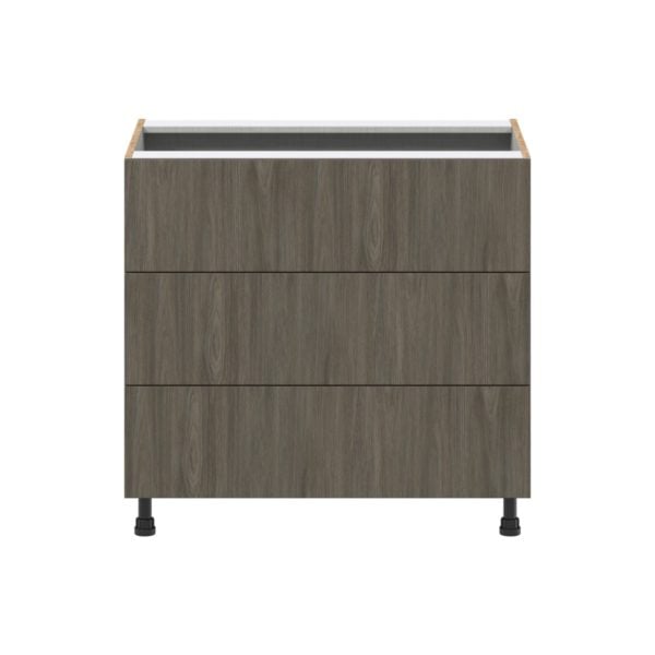 Cordyline Textured Slab Walnut Assembled Cooktop Base Cabinet with Three 10 in. Drawers (36 in. W x 34.5 in. H x 24 in. D)