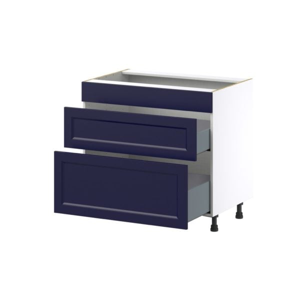 Camellia Painted Midnight Blue Recessed Assembled Cooktop Base Cabinet with Drawers and False Front (36 in. W x 34.5 in. H x 24 in. D)