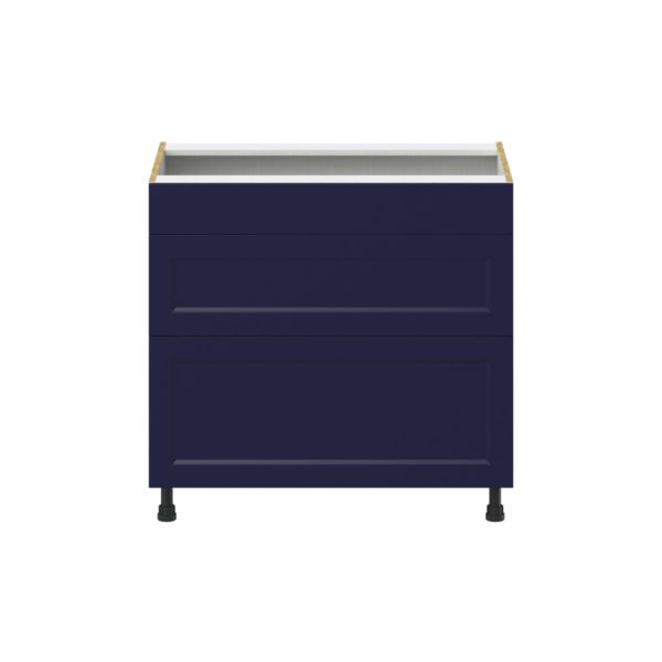 Camellia Painted Midnight Blue Recessed Assembled Cooktop Base Cabinet with Drawers and False Front (36 in. W x 34.5 in. H x 24 in. D)