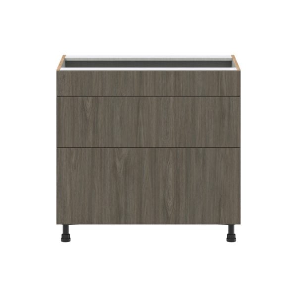 Cordyline Textured Slab Walnut Assembled Cooktop Base Cabinet with Drawers and False Front (36 in. W x 34.5 in. H x 24 in. D)