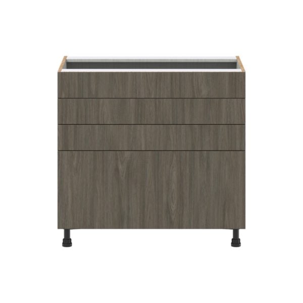 Cordyline Textured Slab Walnut Assembled Cooktop Base Cabinet with Drawers and False Front (36 in. W x 34.5 in. H x 24 in. D)