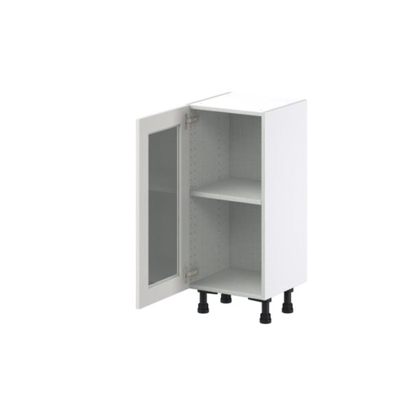 Wisteria Painted Light Gray Recessed Assembled Shallow Base Cabinet with a Full High Glass Door (15 in. W x 34.5 in. H x 14 in. D)