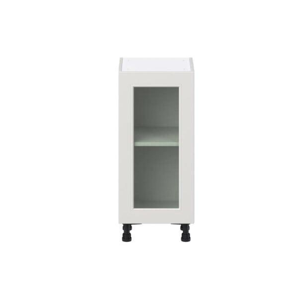 Wisteria Painted Light Gray Recessed Assembled Shallow Base Cabinet with a Full High Glass Door (15 in. W x 34.5 in. H x 14 in. D)