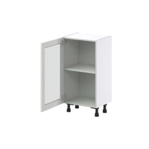 Magnolia Painted Bright White Recessed Assembled Shallow Base Cabinet with a Full High Glass Door (18 in. W x 34.5 in. H x 14 in. D)