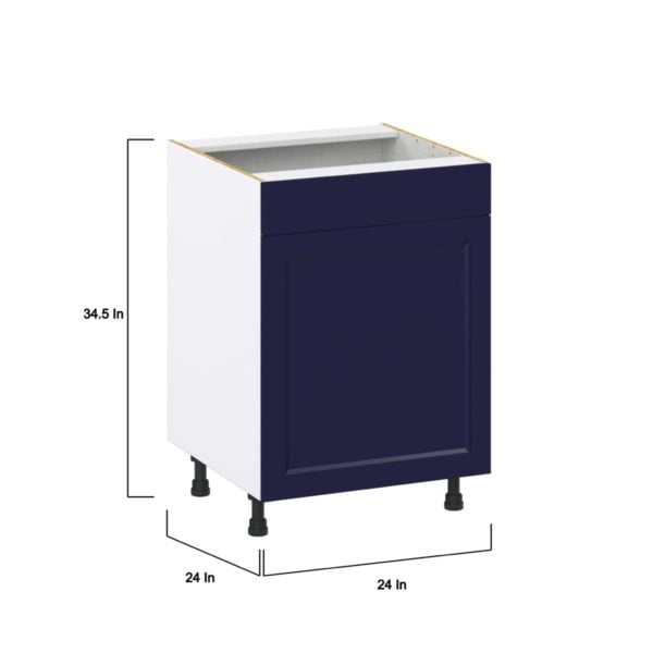 Camellia Painted Midnight Blue   Shaker Assembled Sink Base Cabinet with 1 Door and 1 False Front (24 in. W x 34.5 in. H x 24 in. D)