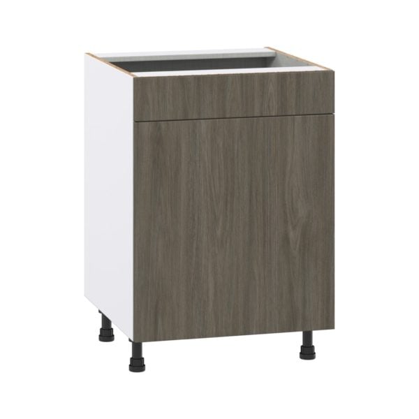 Cordyline Texmel Slab Walnut   Shaker Assembled Sink Base Cabinet with 1 Door and 1 False Front (24 in. W x 34.5 in. H x 24 in. D)