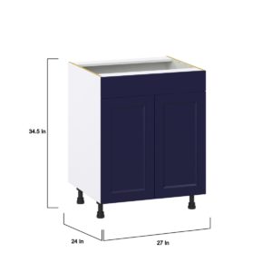 Camellia Painted Midnight Blue Recessed Assembled Sink Base Cabinet with 2 Doors and 1 False Front (27 in. W X 34.5 in. H X 24 in. D)