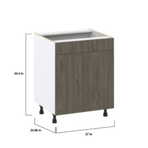 Cordyline Textured Slab Walnut Assembled Sink Base Cabinet with 2 Doors and 1 False Front (27 in. W X 34.5 in. H X 24 in. D)