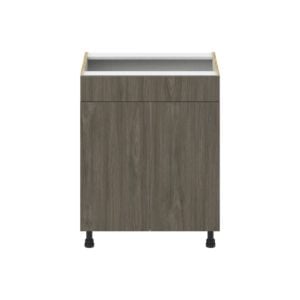 Cordyline Textured Slab Walnut Assembled Sink Base Cabinet with 2 Doors and 1 False Front (27 in. W X 34.5 in. H X 24 in. D)